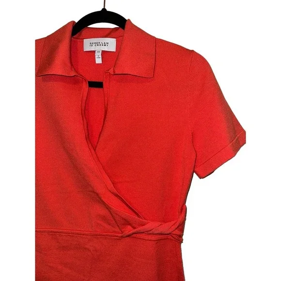 Derek Lam 10 Crosby Coral Raylen Twist Short Sleeve Sweater Dress Size Medium - Picture 3 of 7